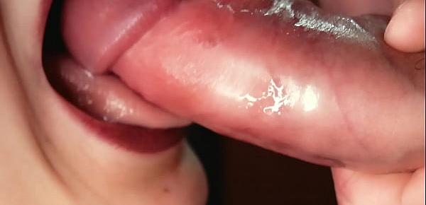  Slow motion. Close up fetish. Red lipstick in cum